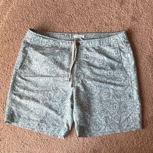 Onia Calder Swim Trunks Green Floral Burst Pattern Shorts